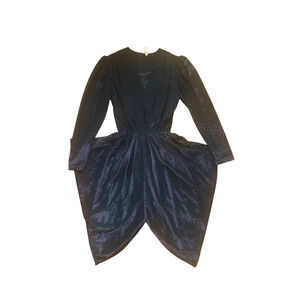 Wayne Diamond Vintage Disco Dress XS Shiny Metallic Blue 70s Party Studio 54